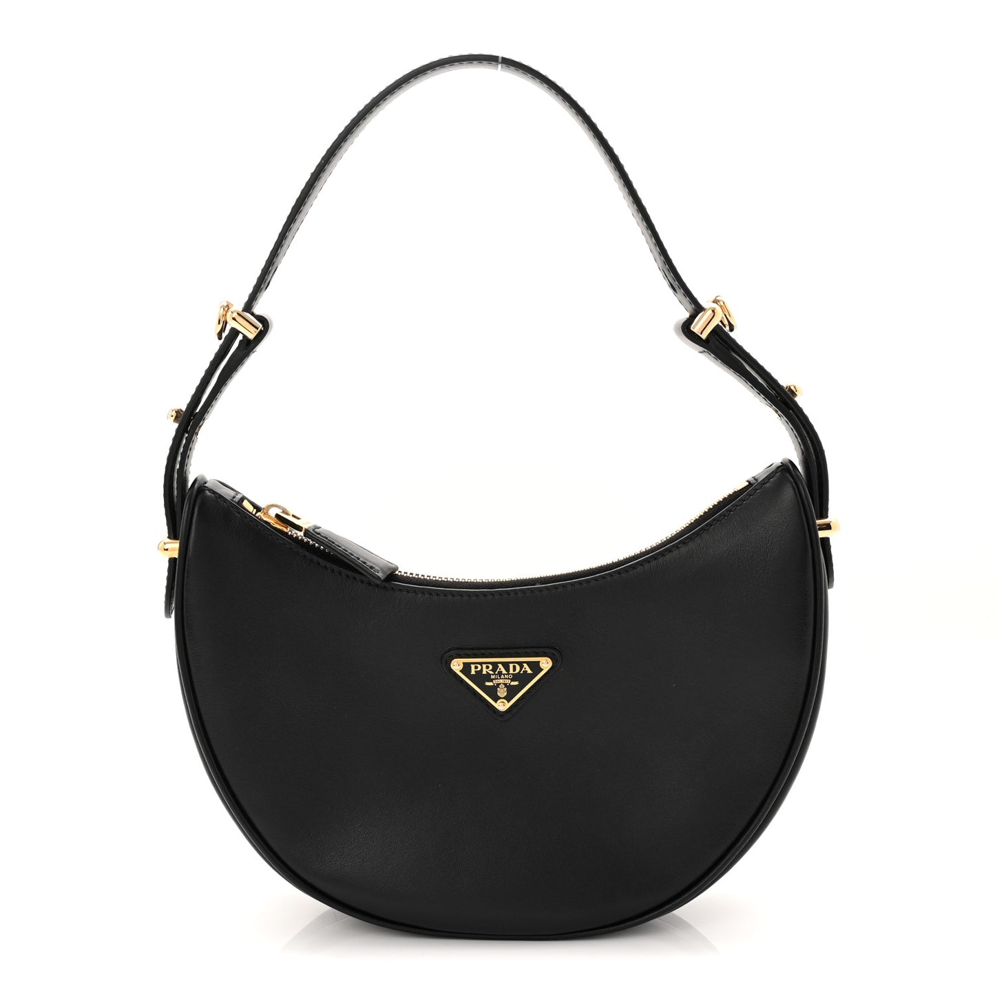Soft Calfskin Arque Shoulder Bag Black