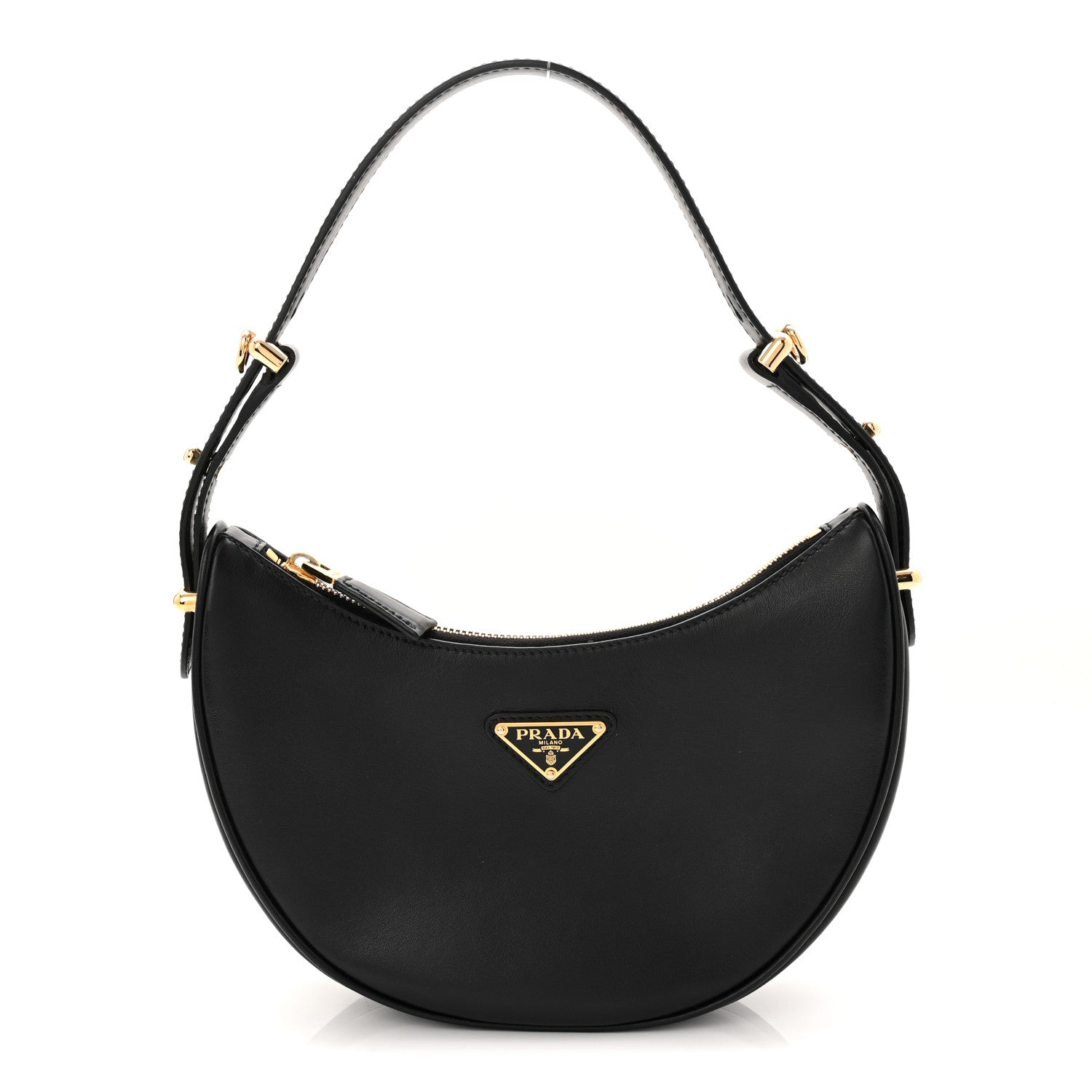 Prada Soft Calfskin Arque Shoulder Bag Black 1 of 10