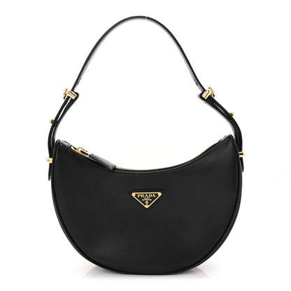 Prada Soft Calfskin Arque Shoulder Bag Black 1 of 10