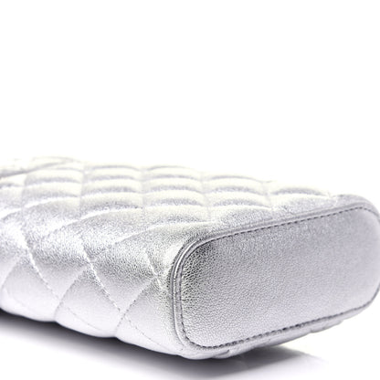 Chanel Metallic Lambskin Quilted Phone Holder With Chain Silver 8 of 12