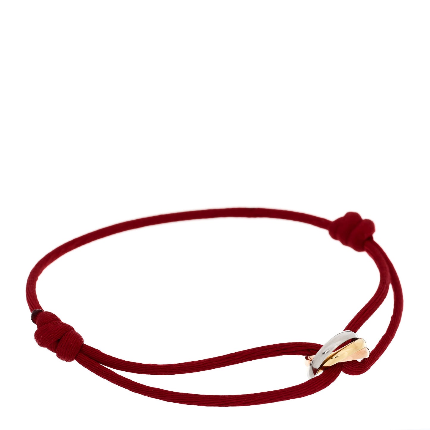 18K Pink Yellow White Gold Trinity Cord Bracelet Red