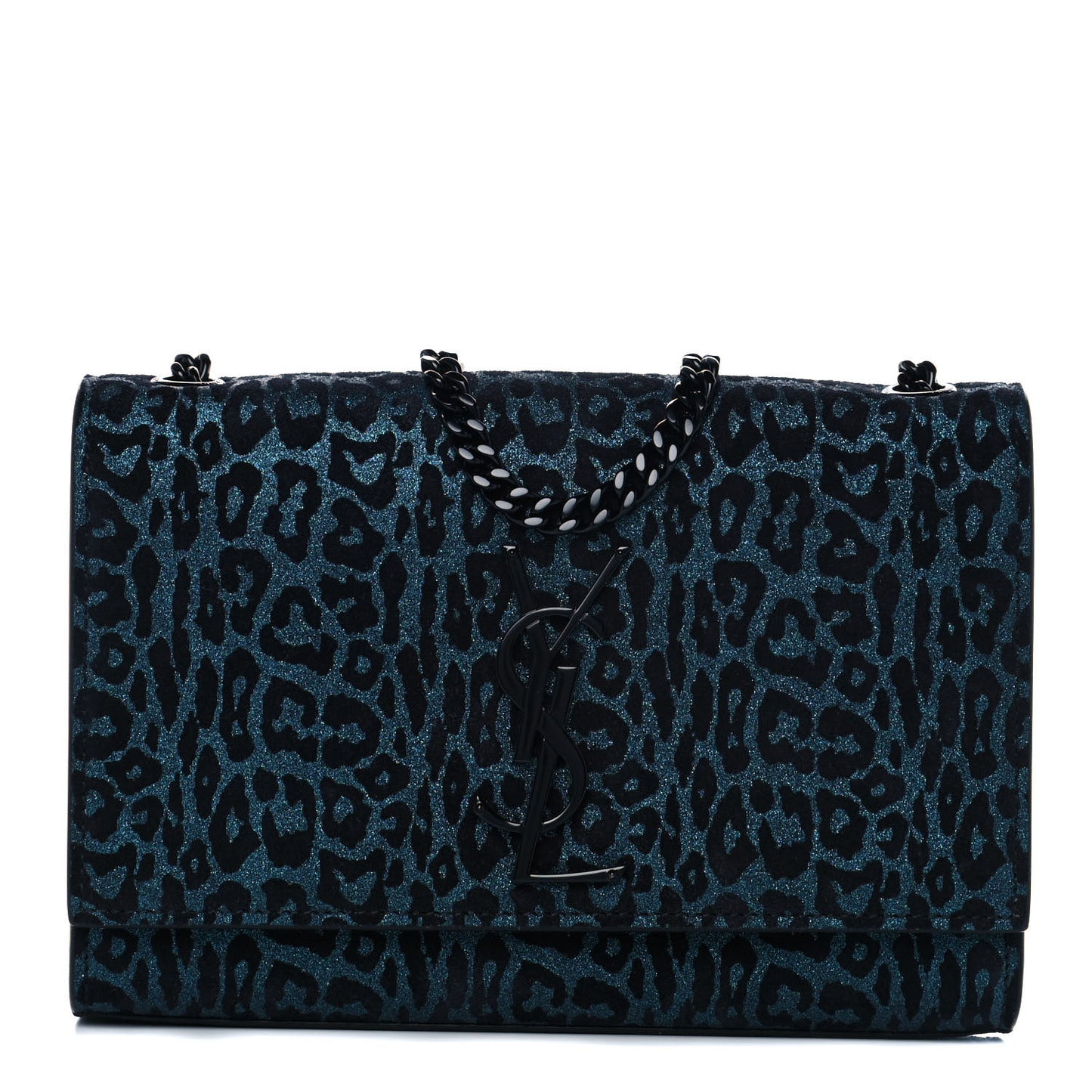 Glitter Leopard Small Monogram Kate Satchel Blue