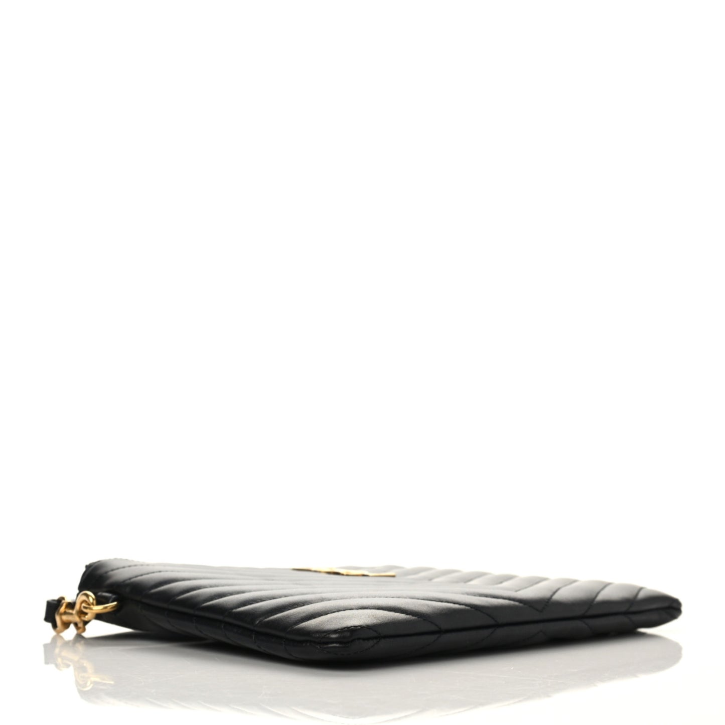 Calfskin Matelasse Chevron Monogram A5 Wristlet Black