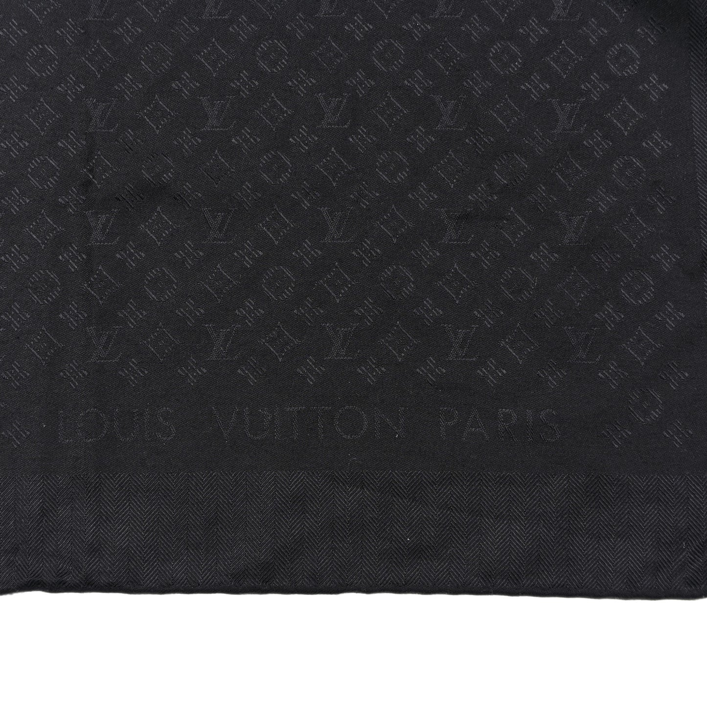 Silk Wool Monogram Evermore Shawl Black