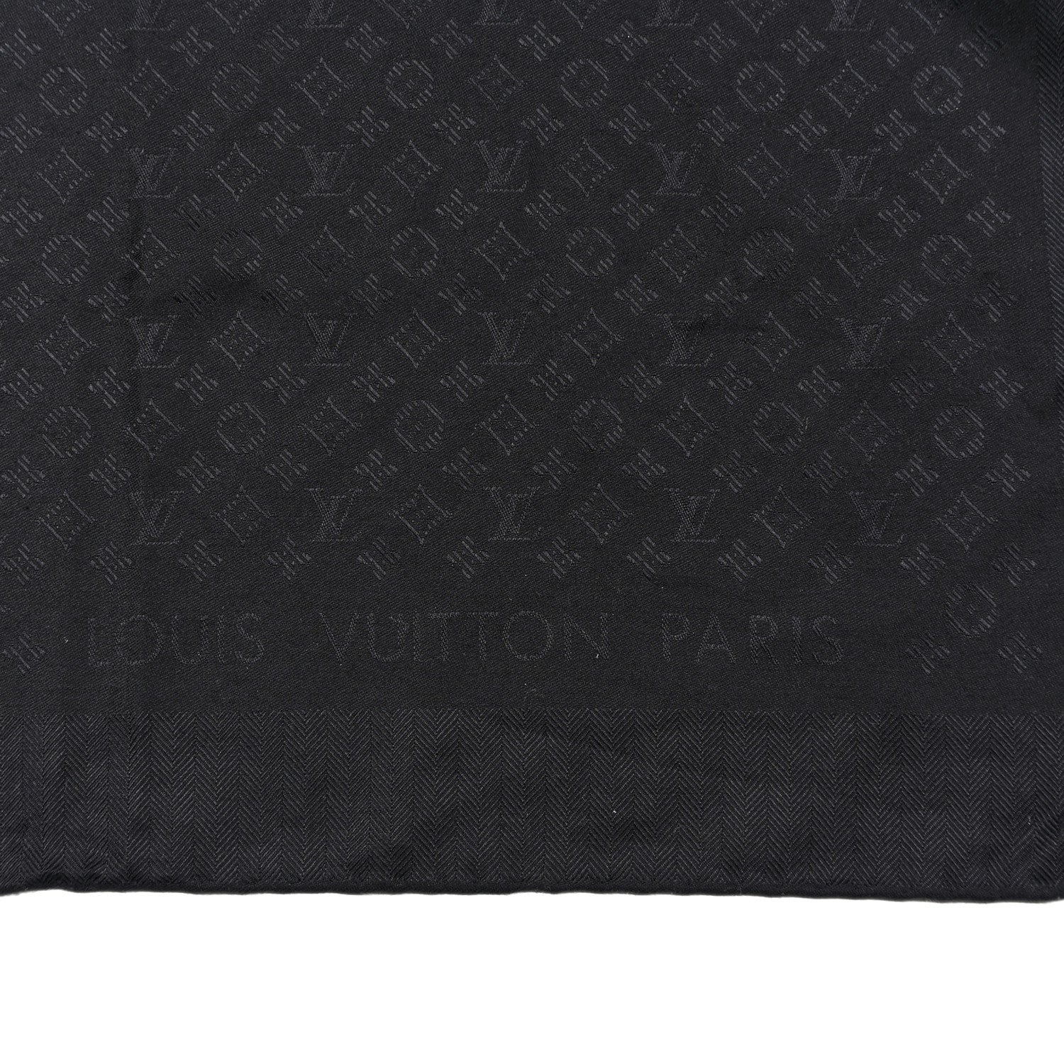 Louis Vuitton Silk Wool Monogram Evermore Shawl Black 3 of 3