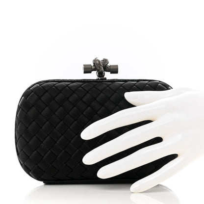 Bottega Veneta Satin Intreccio Impero Knot Clutch Black 2 of 6