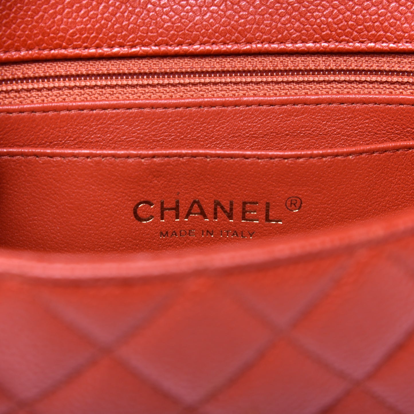 Pearly Caviar Quilted Mini Rectangular Flap Orange