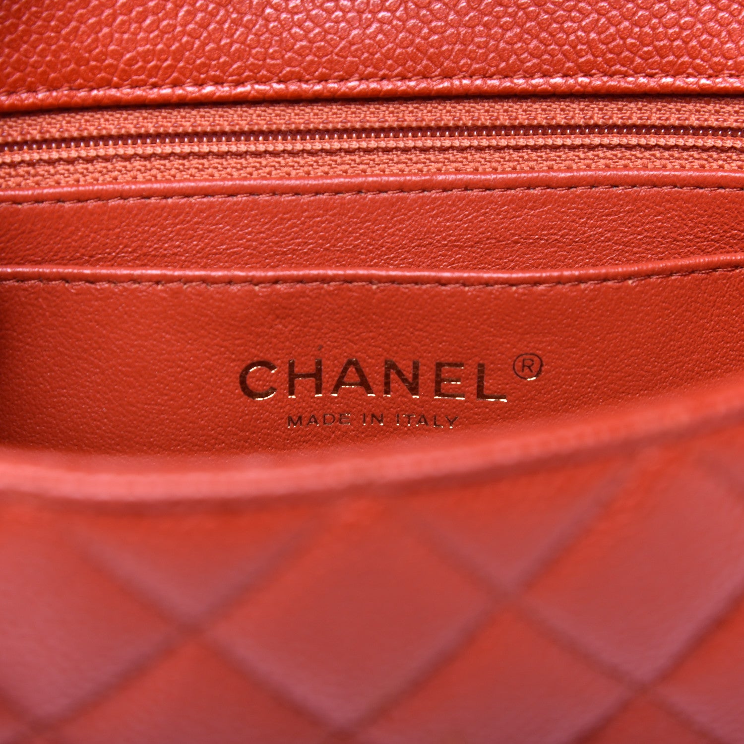 Chanel Pearly Caviar Quilted Mini Rectangular Flap Orange 8 of 10
