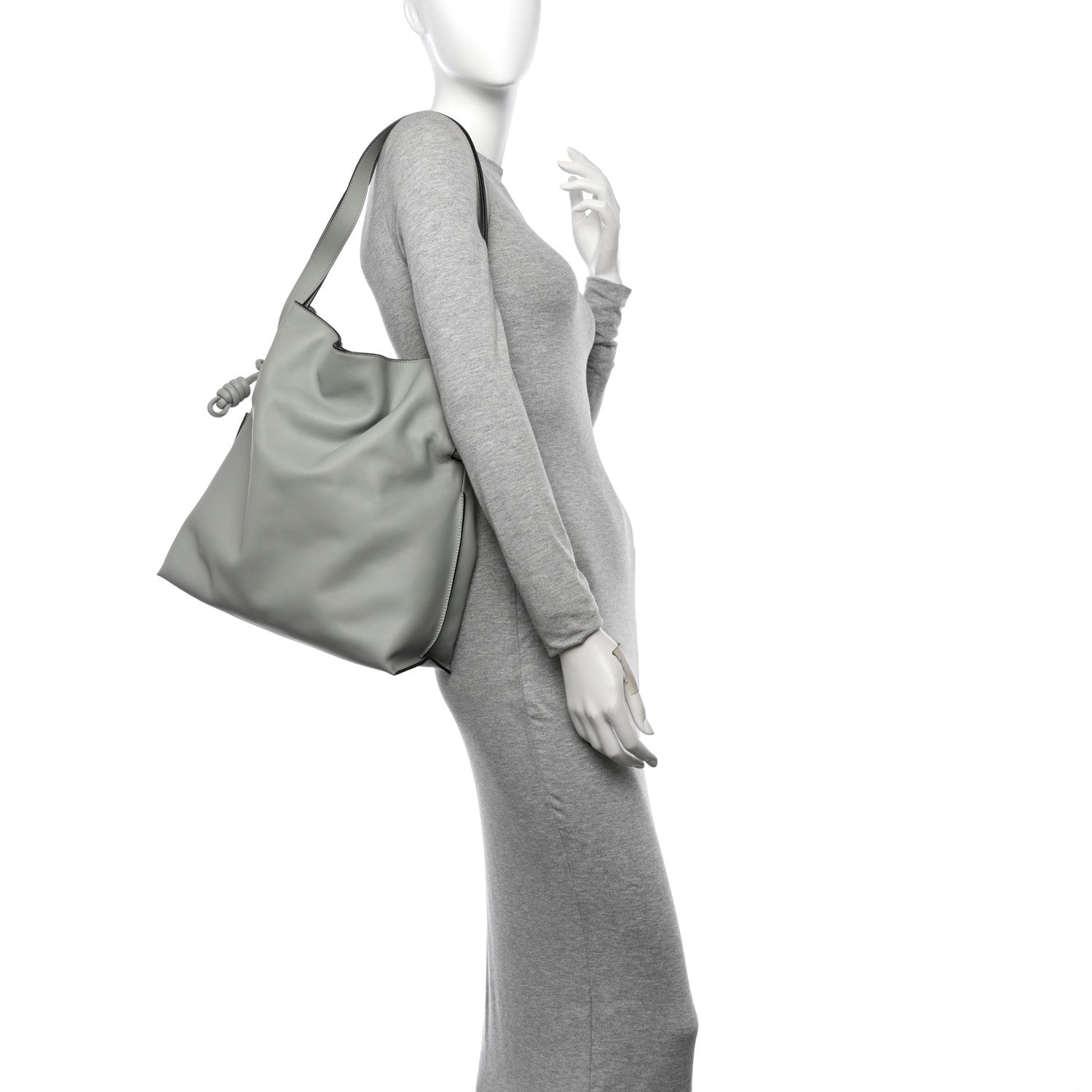 Loewe Calfskin Large Flamenco Knot Bag Grey 2 of 9