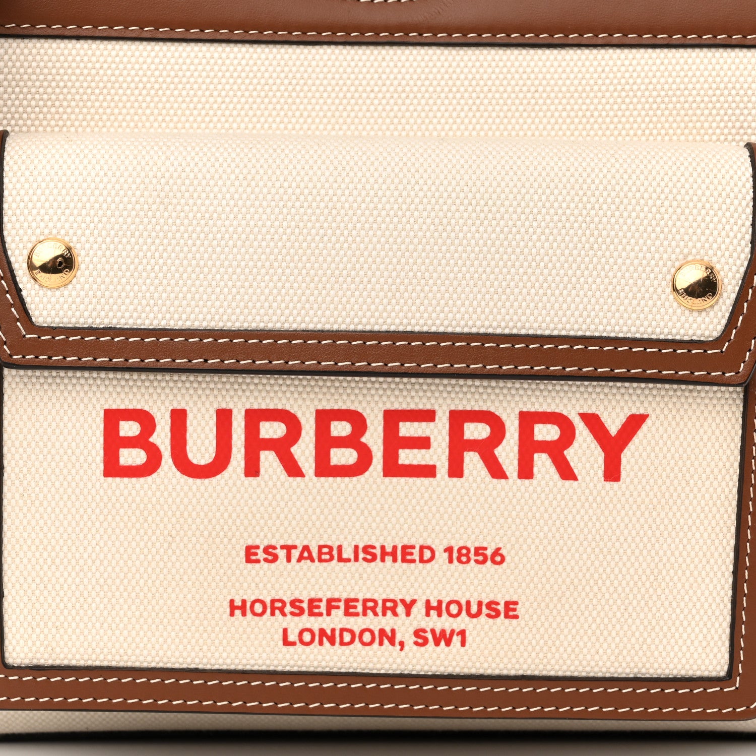 Burberry Canvas Smooth Calfskin Two Tone Mini Pocket Bag Natural Malt Brown 6 of 8