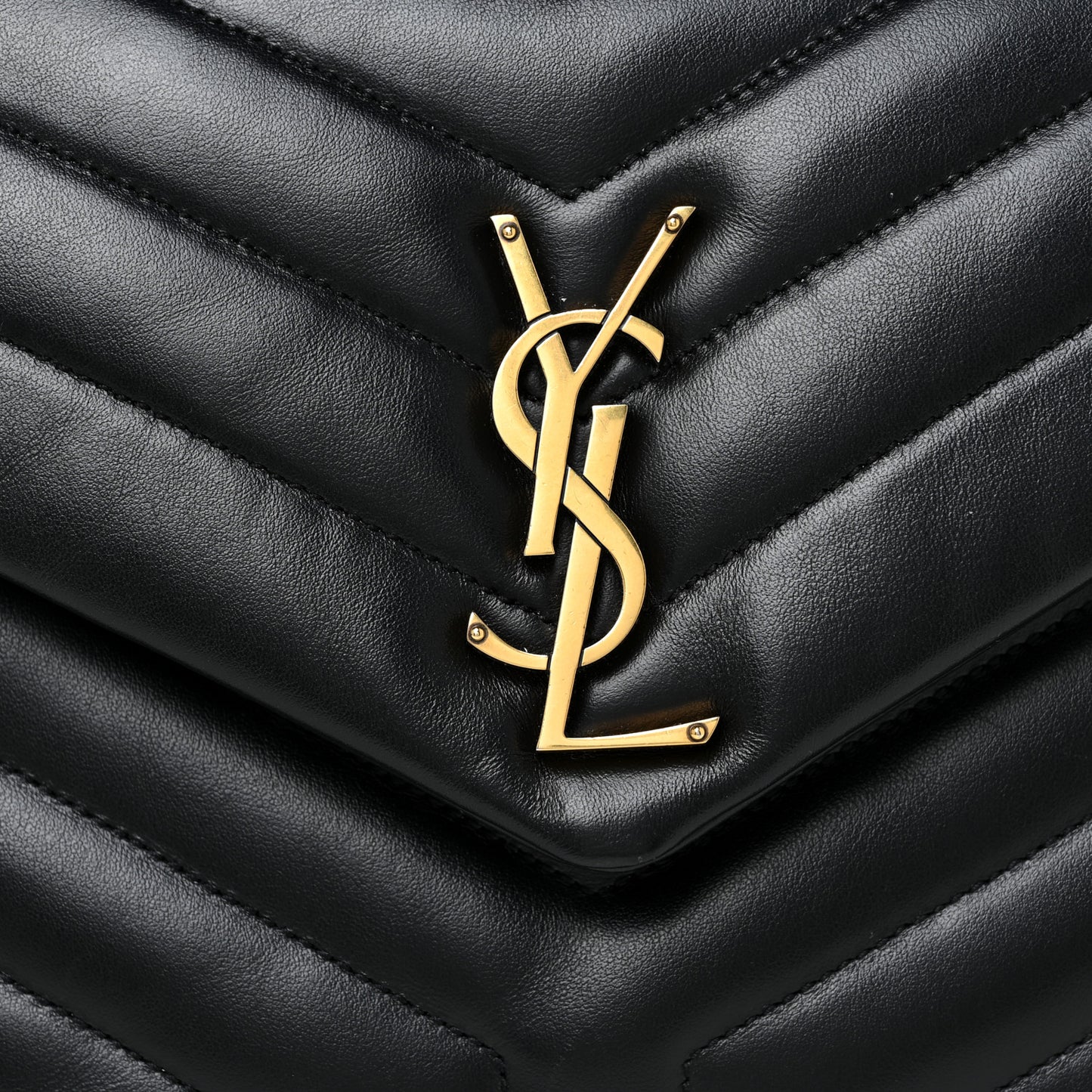 Calfskin Y Quilted Monogram Medium Loulou Chain Satchel Black