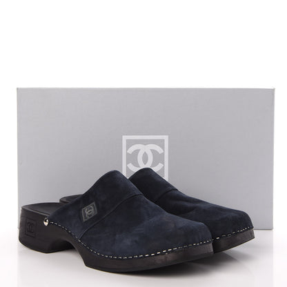Chanel Suede CC Clogs 40 Dark Navy Blue 17 of 17