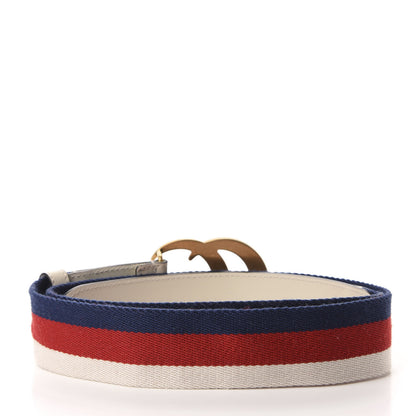 Gucci Nylon Calfskin Sylvie Web Double G 40mm Belt 90 36 Mystic White Hibiscus Red Maritime 2 of 4