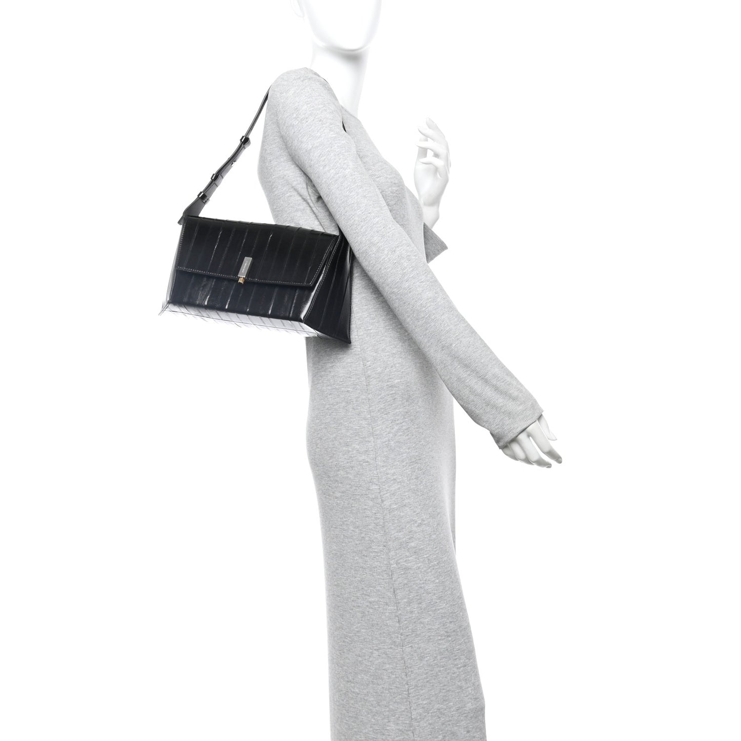 Eel Medium Geometric Prisma Shoulder Bag Black