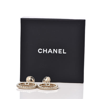 Chanel Pearl CC Drop Earrings Light Gold 5 of 5