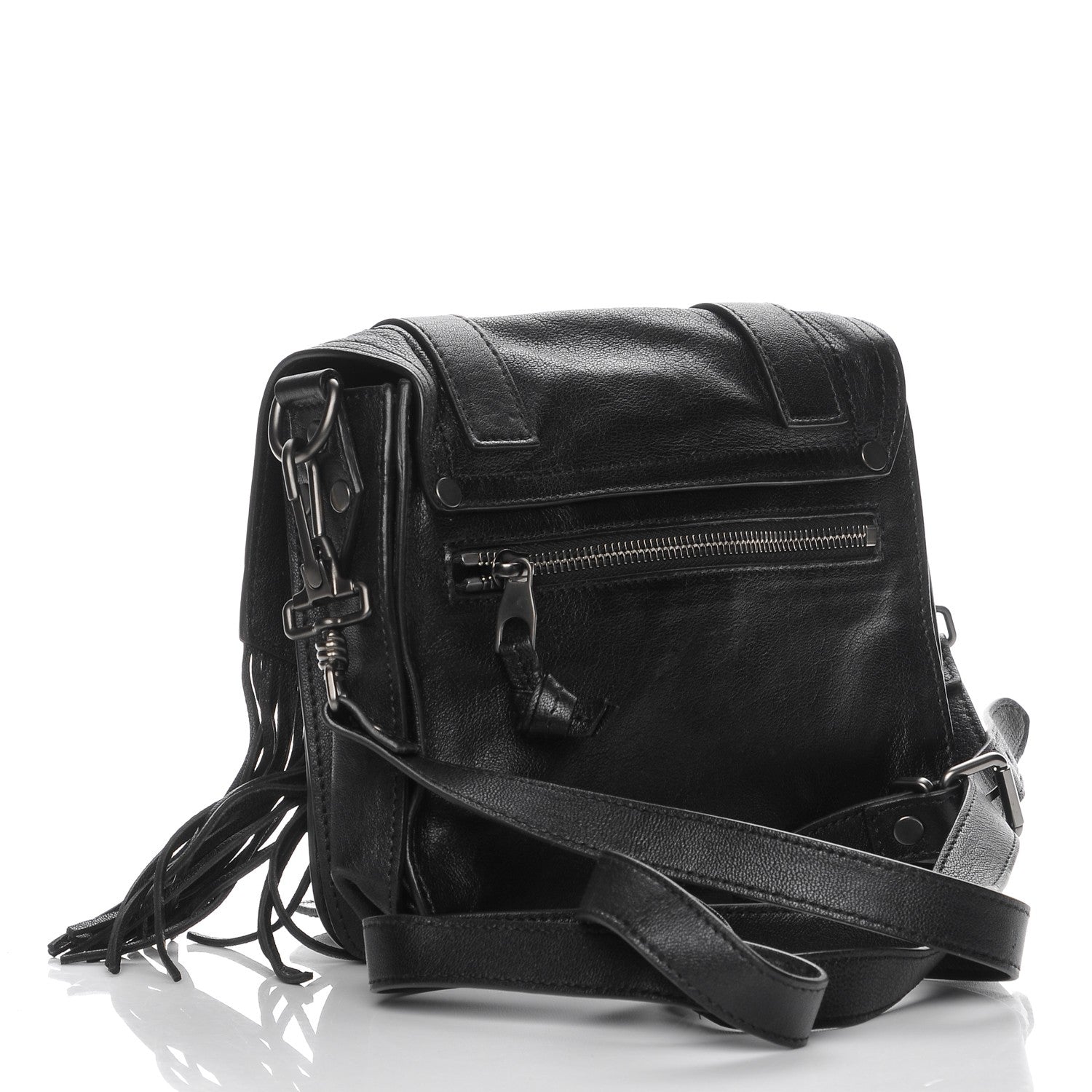 Proenza Schouler Lambskin Fringe PS1 Crossbody Pouch Black 3 of 8