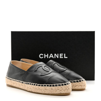 Chanel Lambskin CC Espadrilles 38 Black 9 of 9