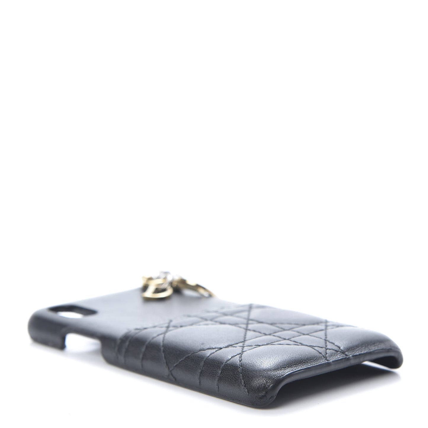 Lambskin Cannage Lady Dior Tech iPhone X XS Case Black