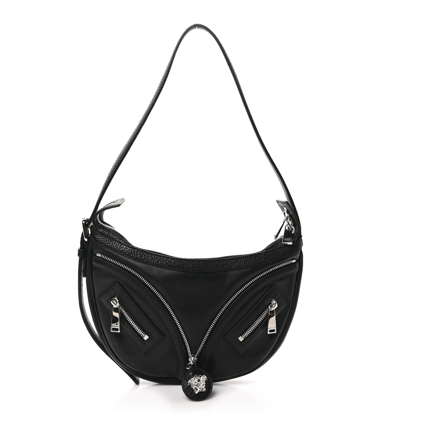 Calfskin Small Repeat Zip Hobo Black