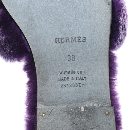 Hermes Woolskin Oran Sandals 38 Violet Fonce 7 of 8