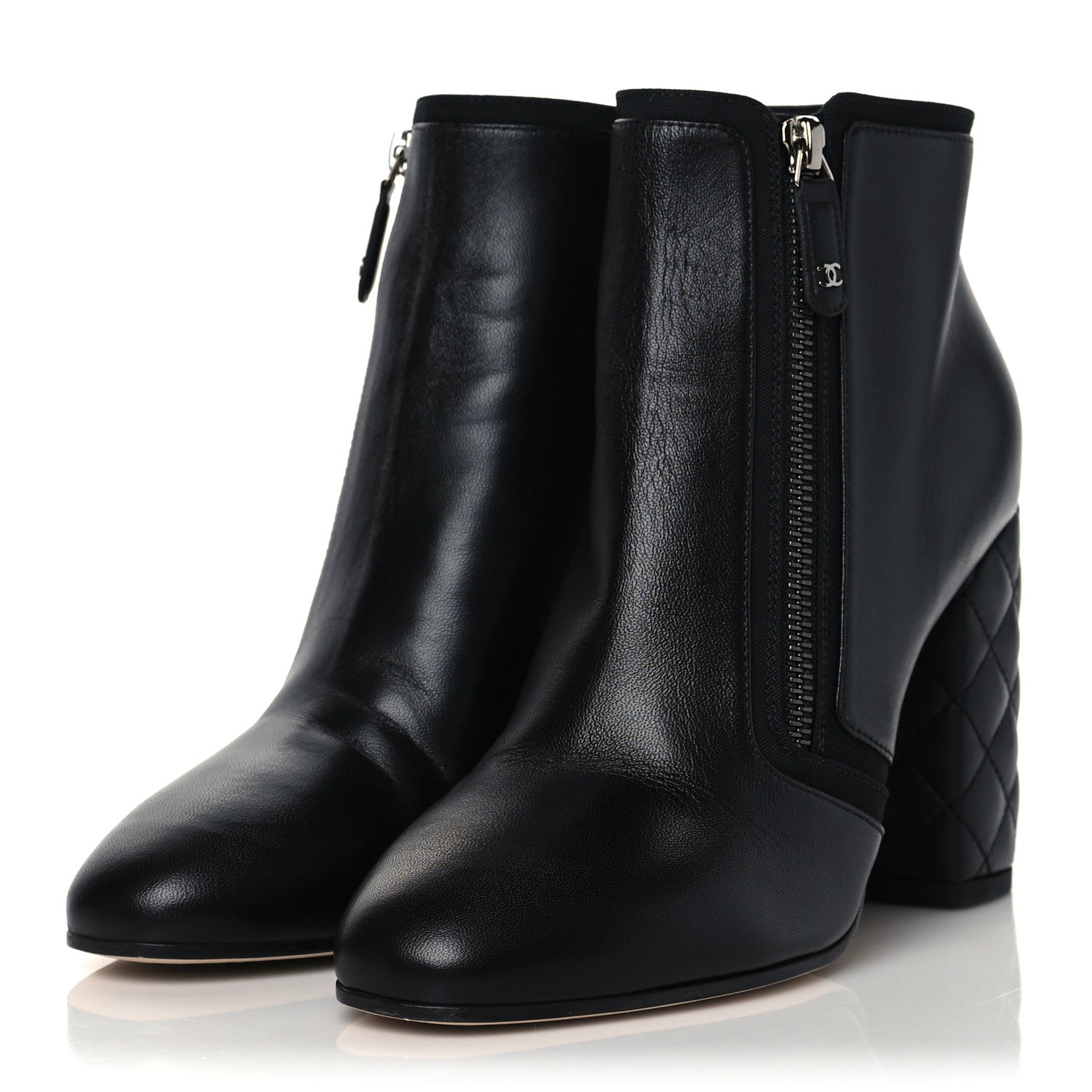 Chanel Lambskin Quilted CC Booties 39.5 Black 3 of 10