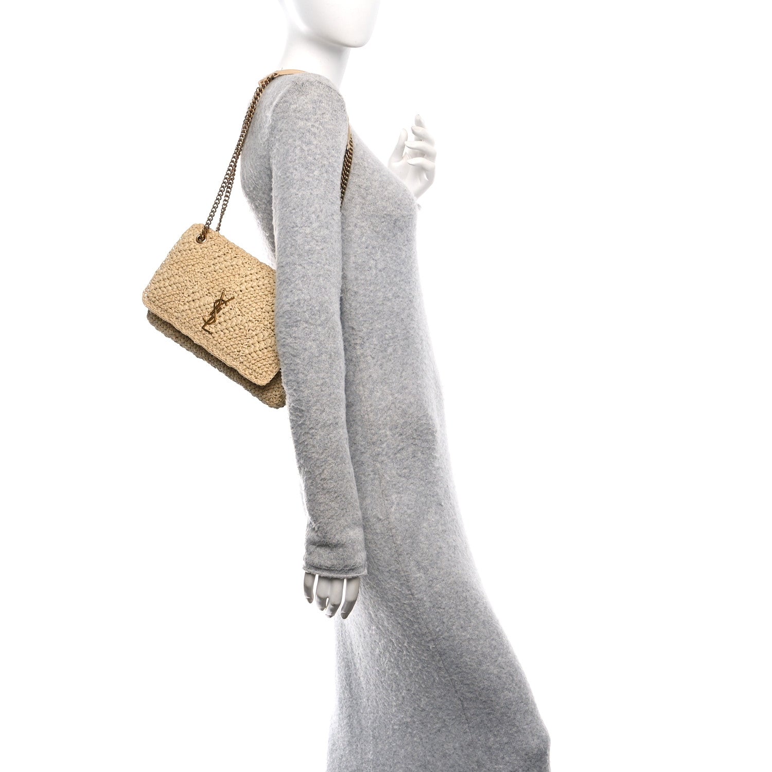 Saint Laurent Raffia Monogram Medium Jamie Natural Avorio 2 of 10