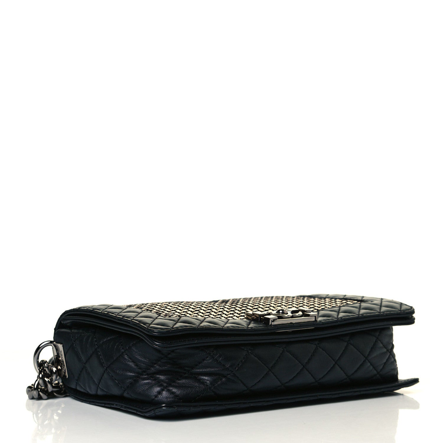 Chanel Calfskin Woven Medium Boy Reverso Flap Black 3 of 11