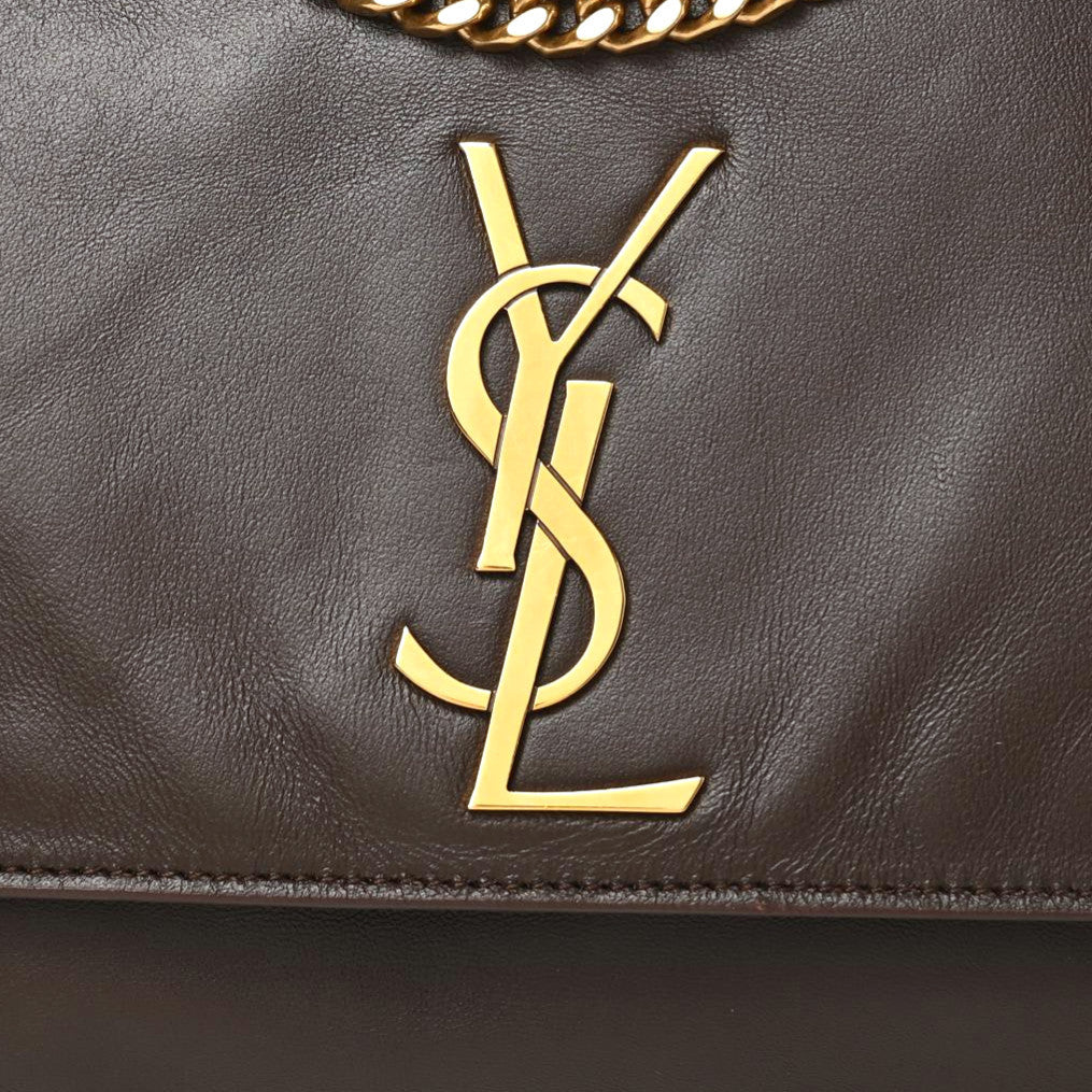 Saint Laurent Smooth Calfskin Suede Medium Reversible Monogram Kate Satchel Military Brown 7 of 15