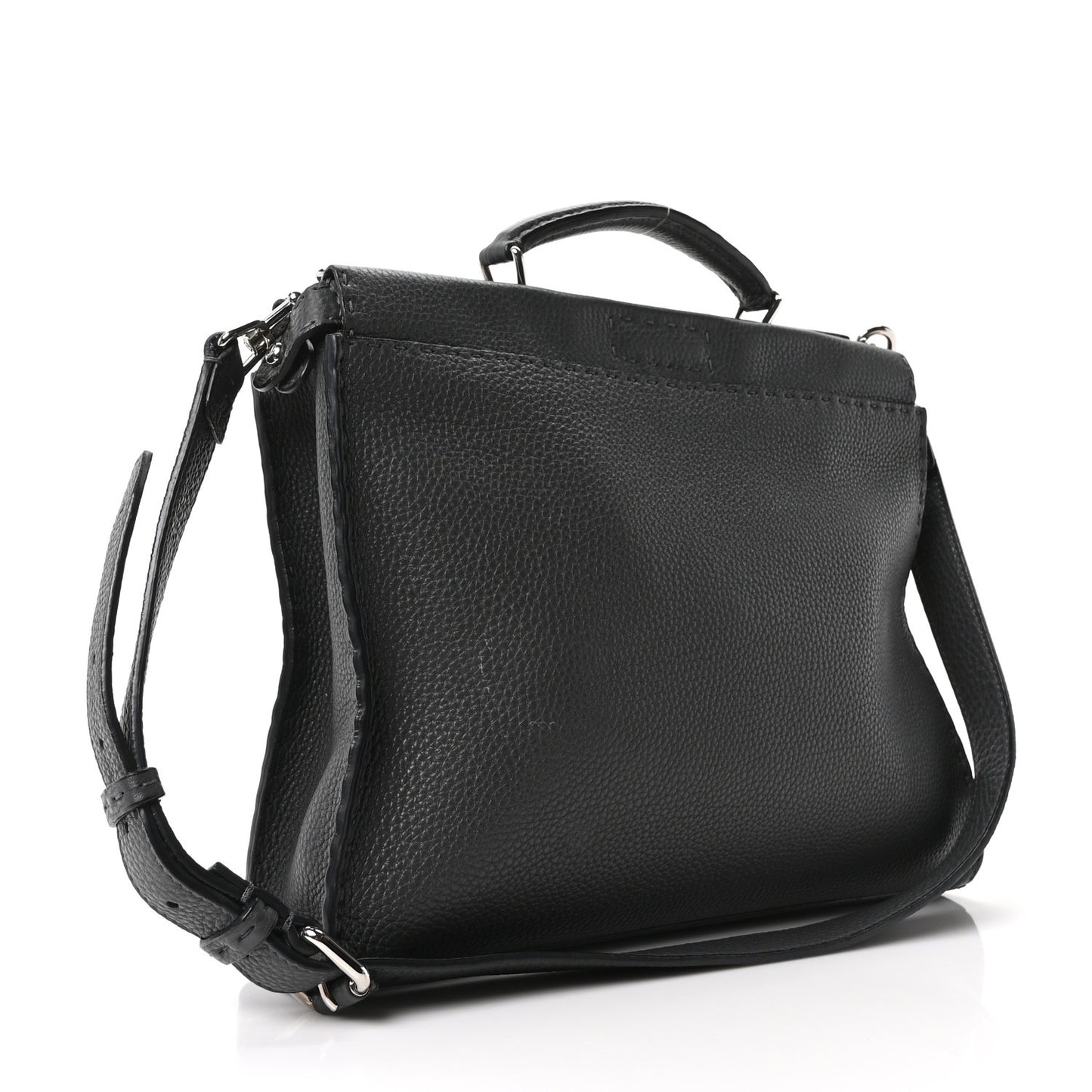 Vitello Grace FF 1974 Embossed Large Peekaboo Iconic Fit Satchel Anthracite