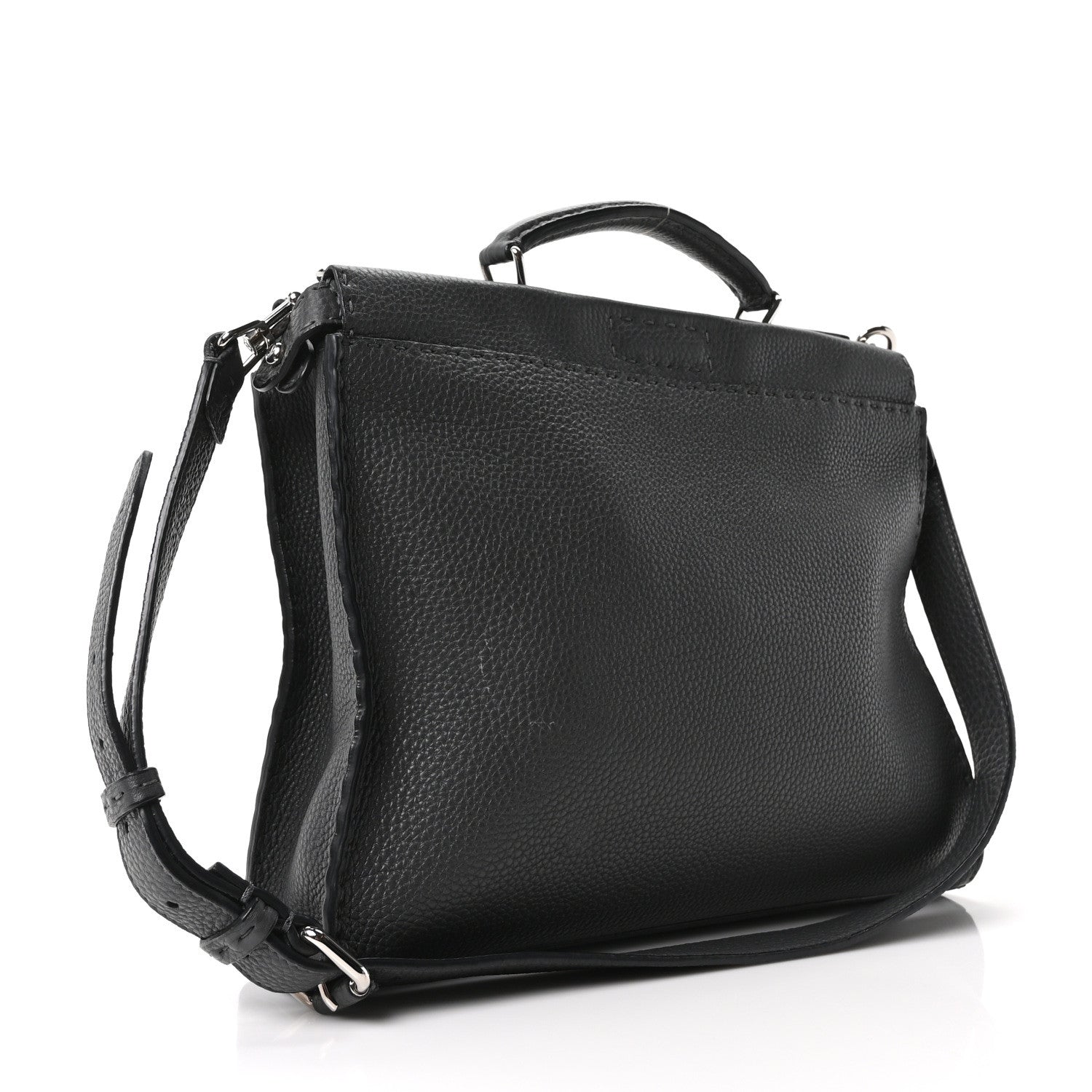 Fendi Vitello Grace FF 1974 Embossed Large Peekaboo Iconic Fit Satchel Anthracite 3 of 9