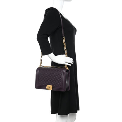 Chanel Lambskin Quilted New Medium Boy Flap Dark Purple 2 of 10