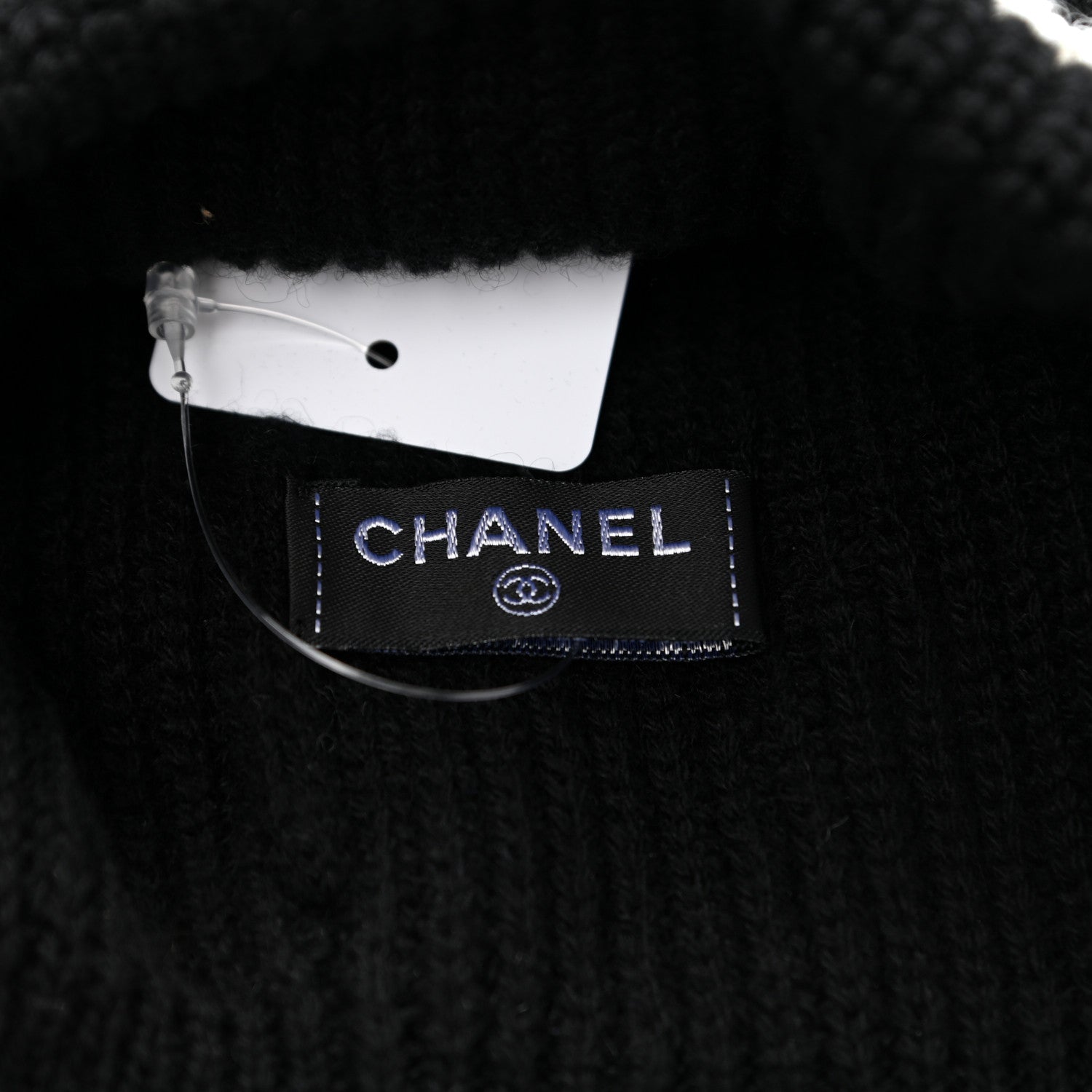 Chanel Cashmere Logo Beanie Hat Black White 5 of 6