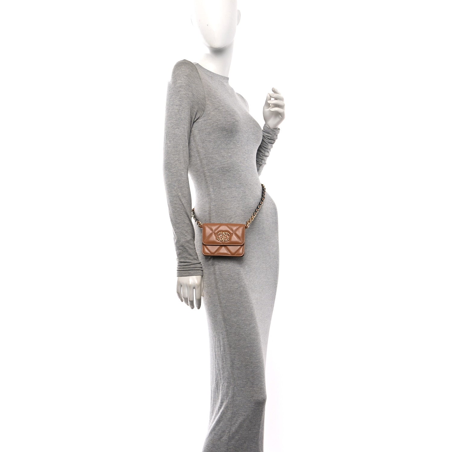 Chanel Lambskin Quilted Chanel 19 Flap Belt Bag Brown 2 of 11