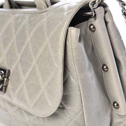 Chanel Glazed Calfskin Boy Satchel Flap Light Grey 13 of 13