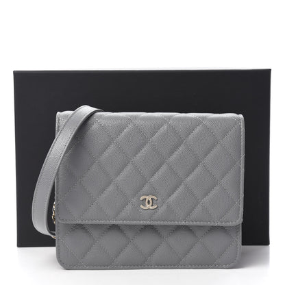Chanel Caviar Quilted Square Wallet On Chain WOC Grey 11 of 11