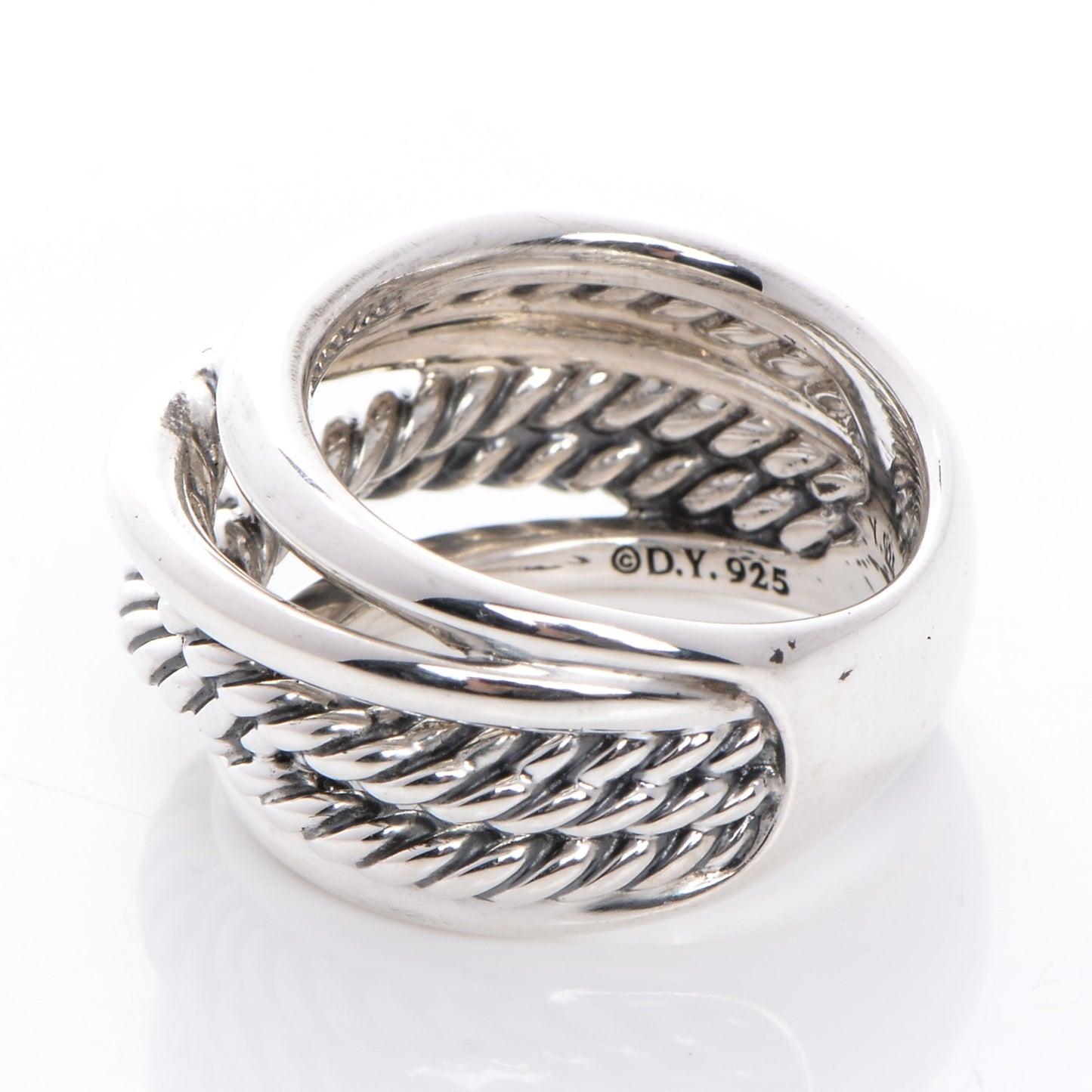 Sterling Silver 15mm Narrow Crossover Cable Ring 55 7.25
