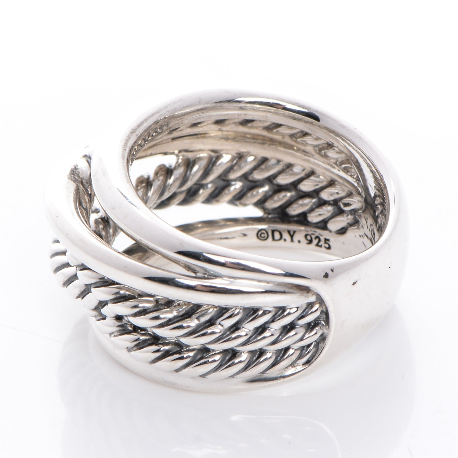 David Yurman Sterling Silver 15mm Narrow Crossover Cable Ring 55 7.25 3 of 5