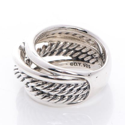 David Yurman Sterling Silver 15mm Narrow Crossover Cable Ring 55 7.25 3 of 5