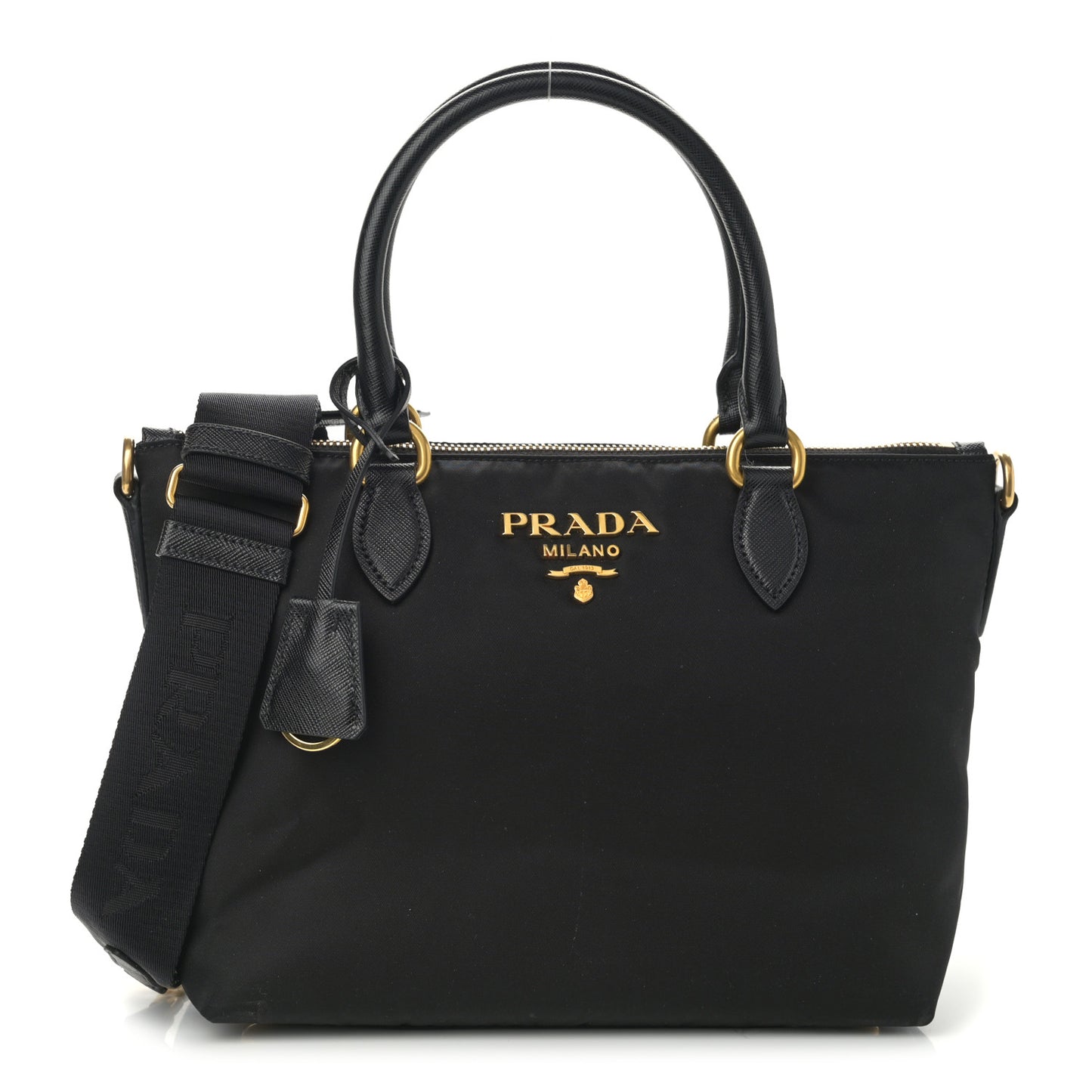 Tessuto Nylon Saffiano Small Satchel Black