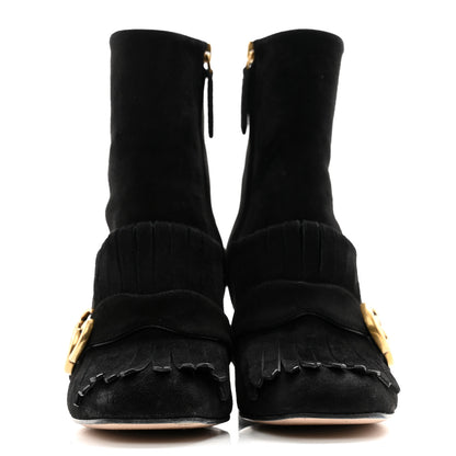 Gucci Kid Scamosciato GG Marmont Fringe 75mm Ankle Boots 38 Black 2 of 11
