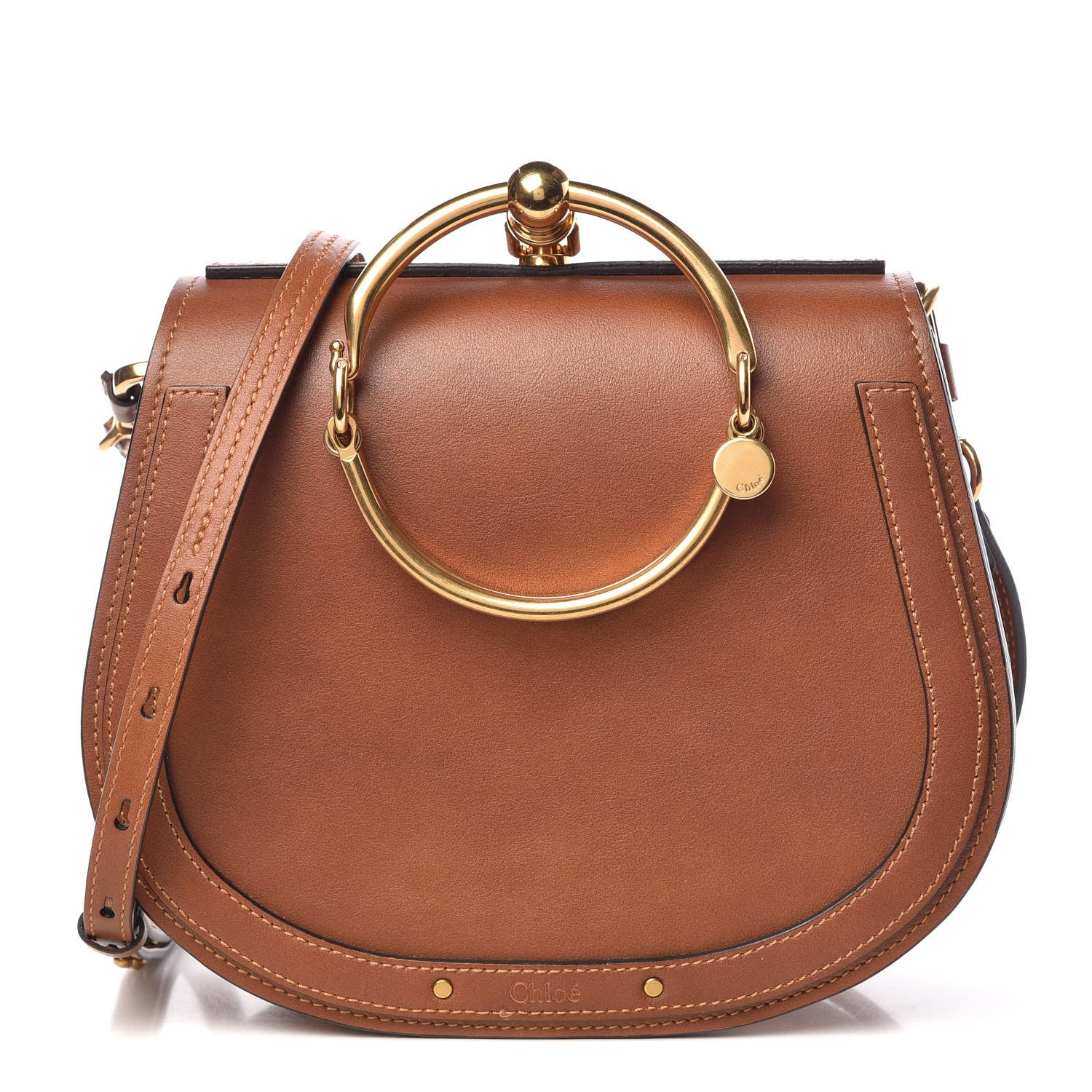 Chloe Calfskin Suede Medium Nile Bracelet Bag Caramel 1 of 11