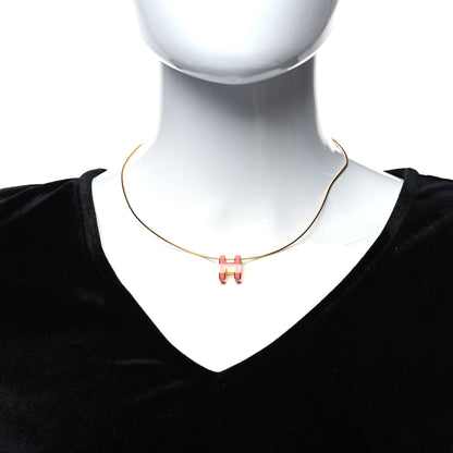 Hermes Lacquered Gold Pop H Pendant Necklace 2 of 6