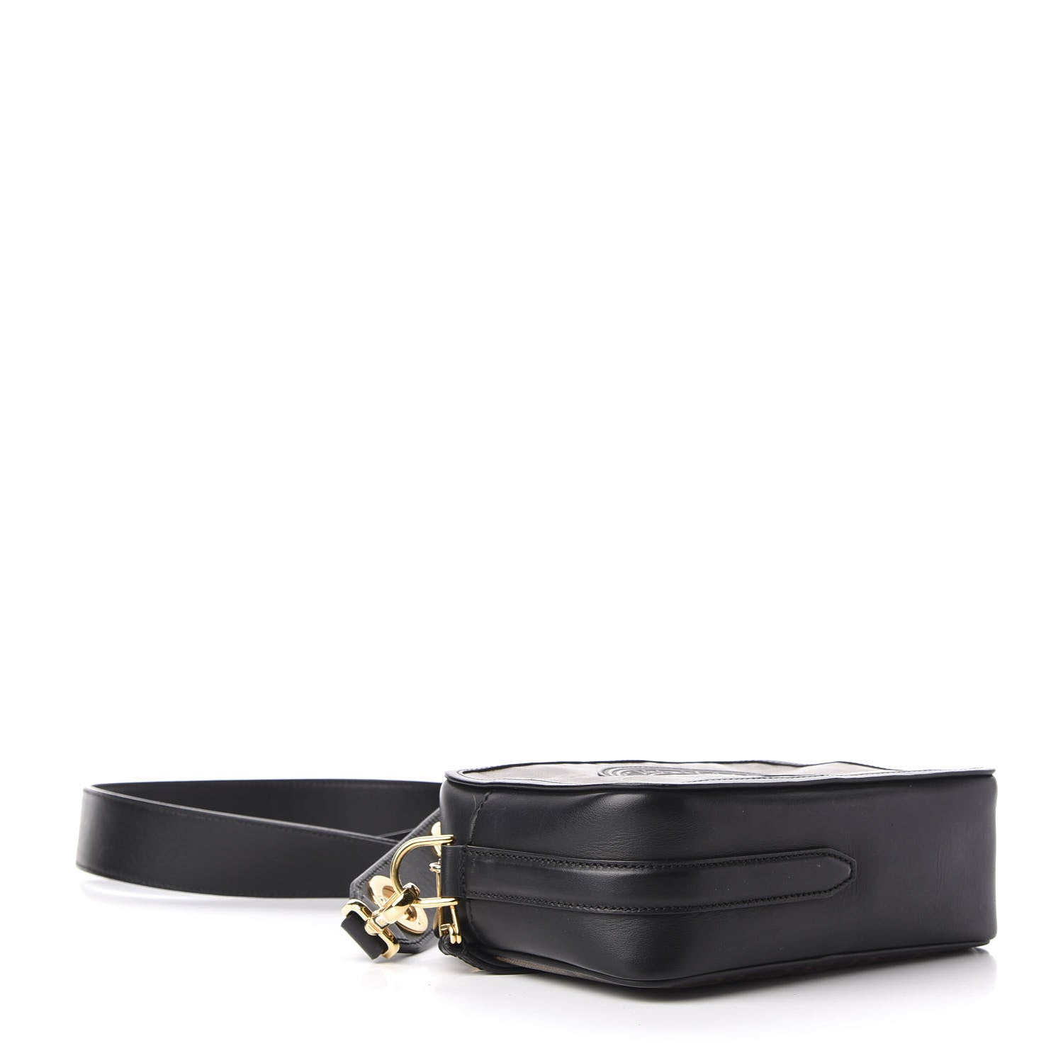 Fendi Glazed Fabric Vitello Century F is Fendi FF 1974 Stamp Patch Camera Case Mogano Panna Black 4 of 12
