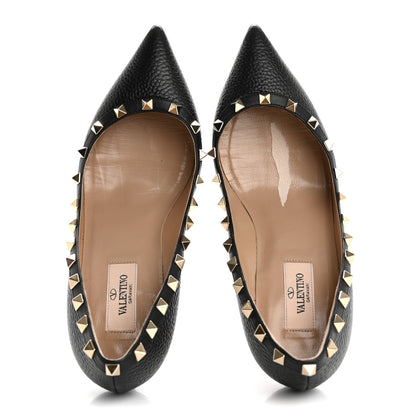 Valentino Garavani Pebbled Calfskin Rockstud 90mm Pumps 39 Black 2 of 12