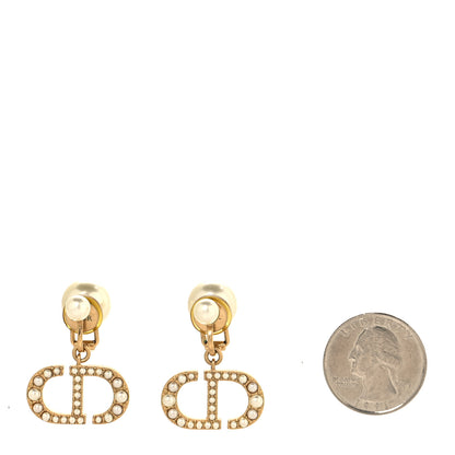 Christian Dior Pearl Tribal CD Clip On Drop Earrings Gold 2 of 5