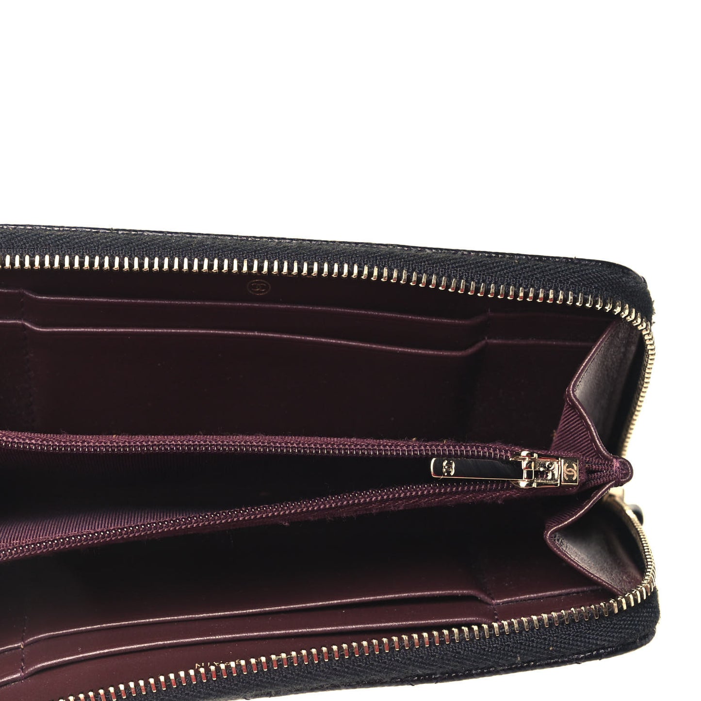 Caviar Quilted Small Zip Around Wallet Black