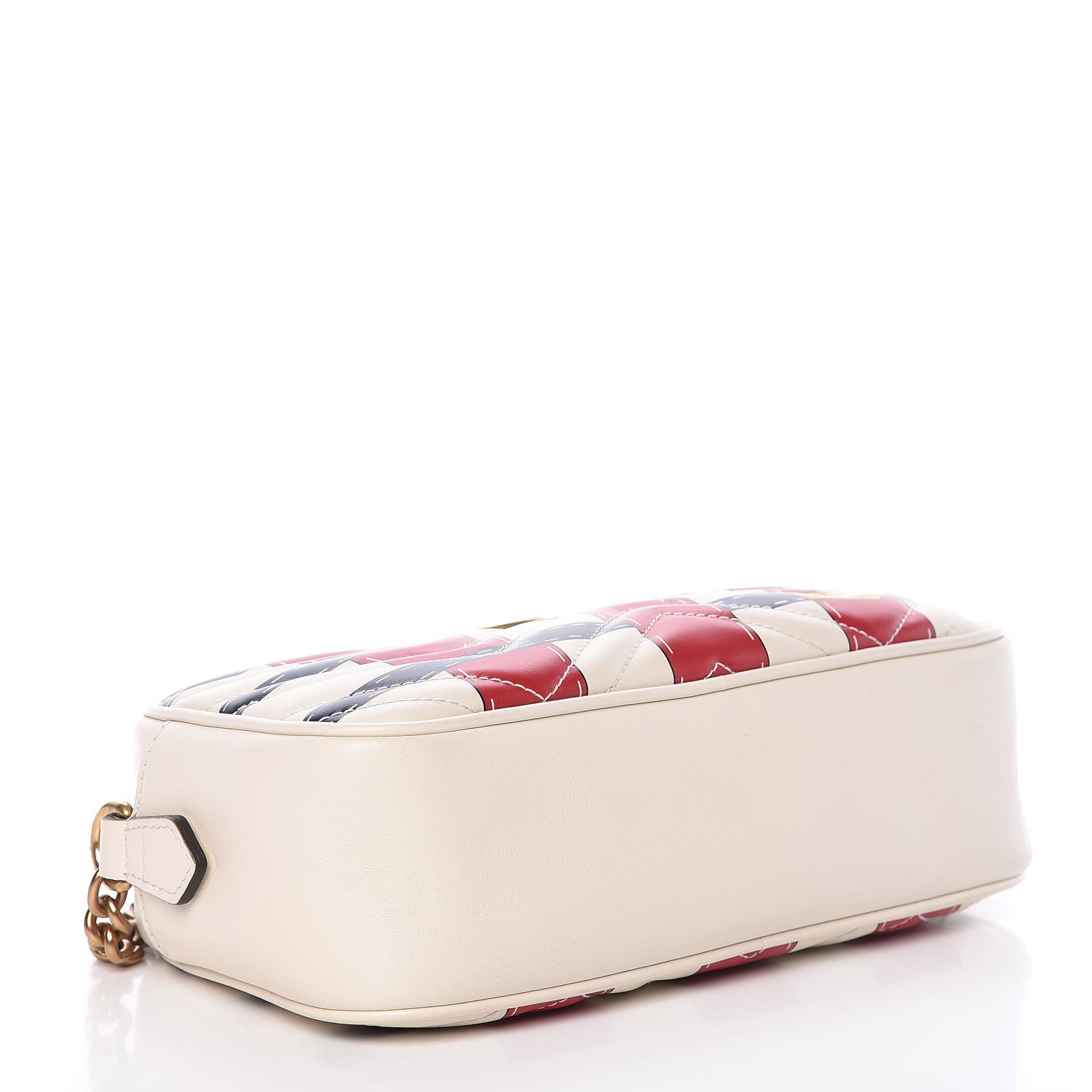 Gucci Calfskin Matelasse Trompe L'Oeil Print Small GG Marmont Chain Shoulder Bag White 4 of 9