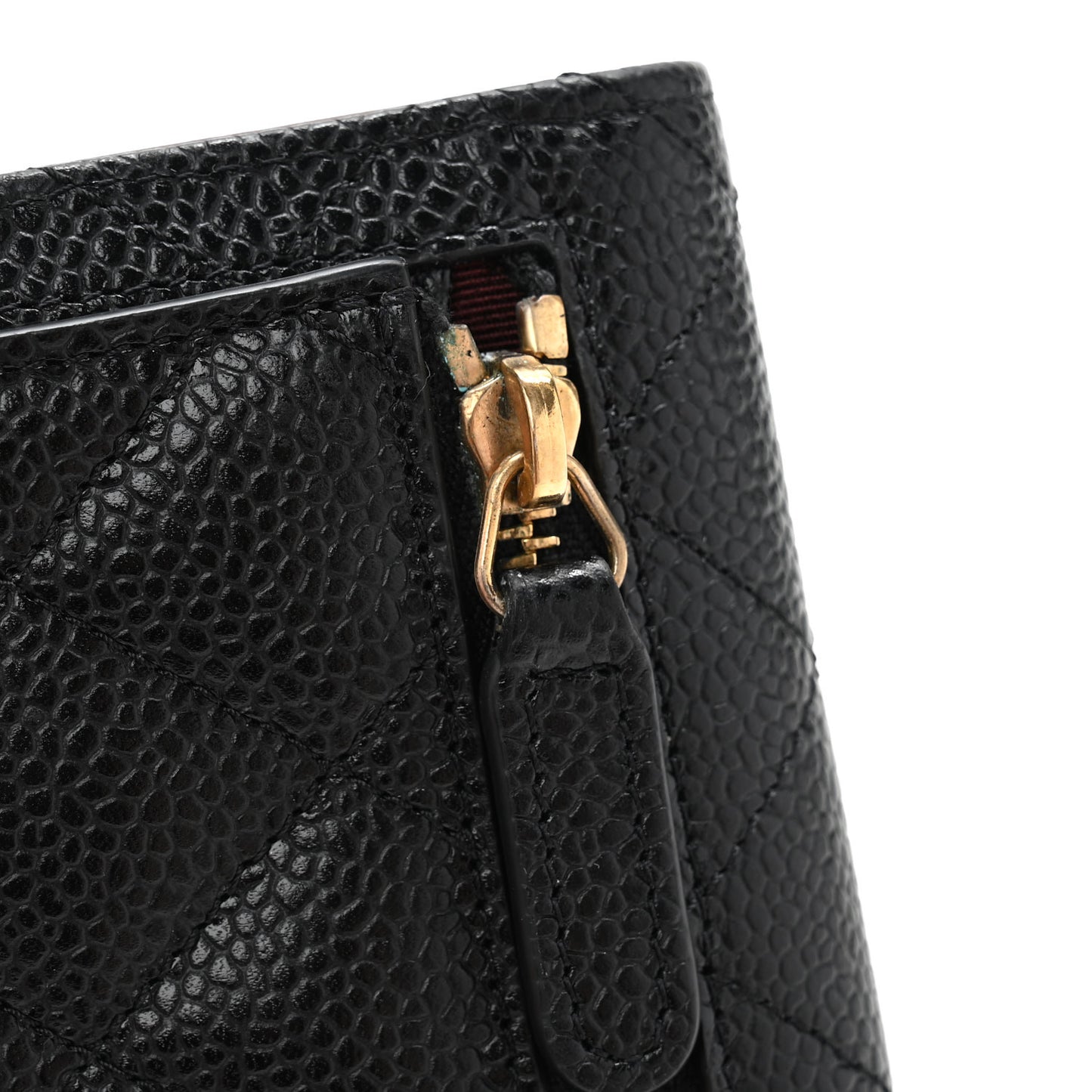 Caviar Quilted Compact Flap Wallet Black