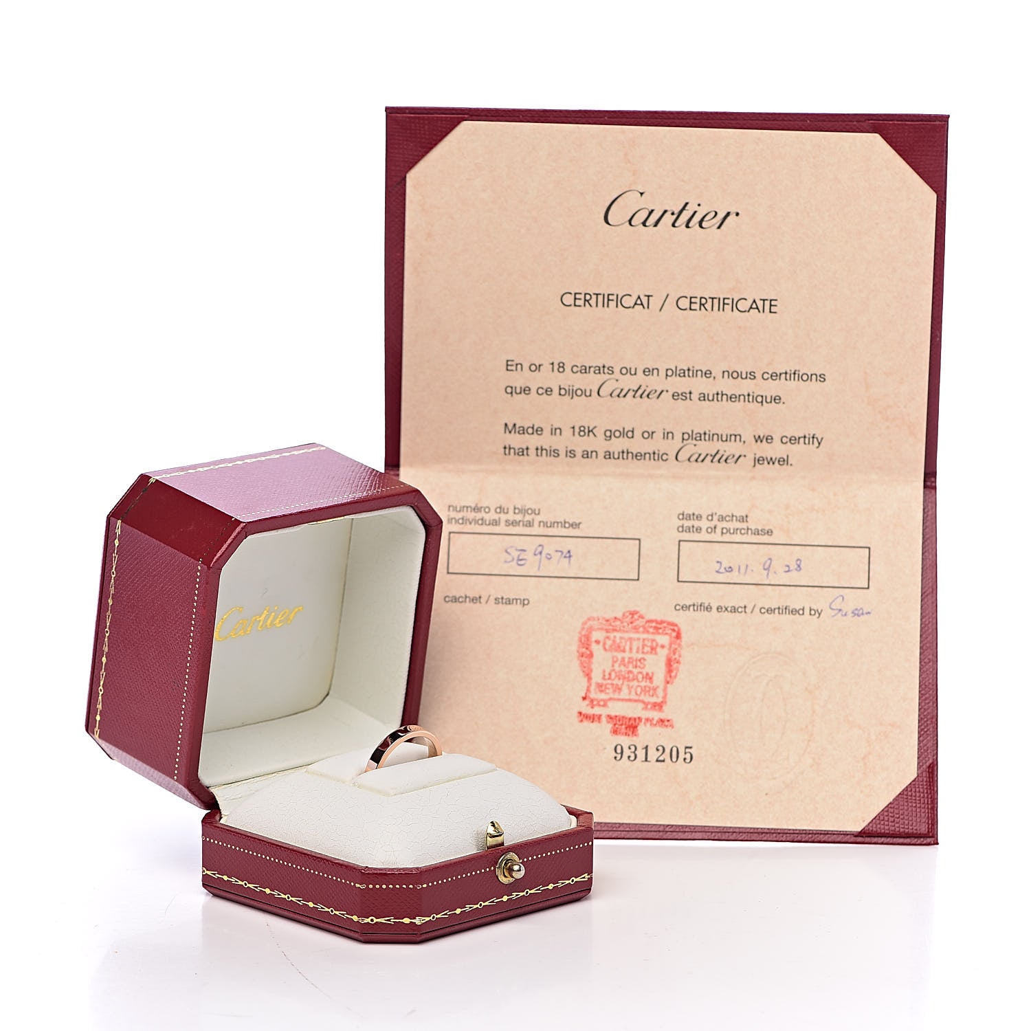 Cartier 18K Pink Gold 3mm C De Wedding Band Ring 52 6 8 of 8
