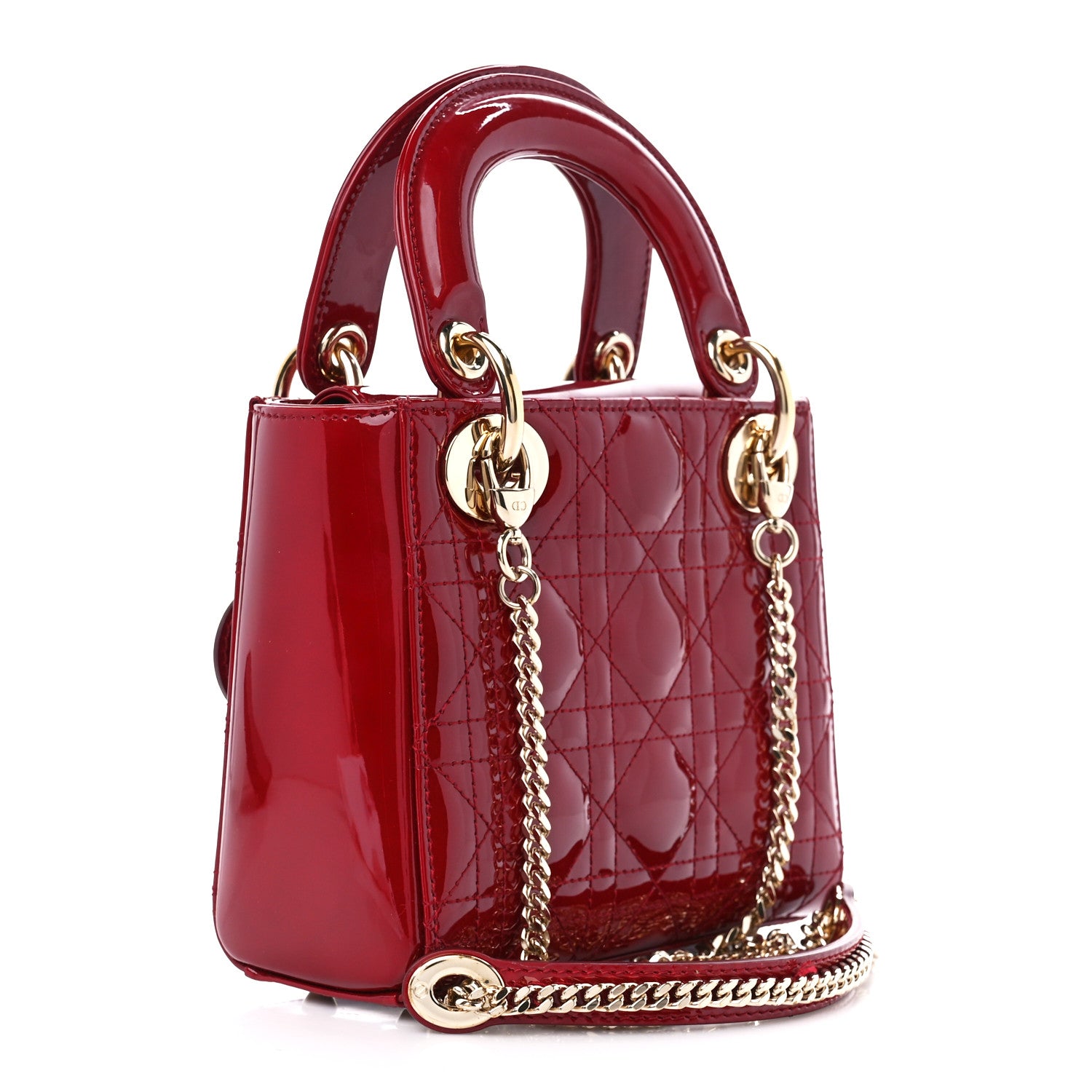 Christian Dior Patent Cannage Mini Lady Dior Red 3 of 10